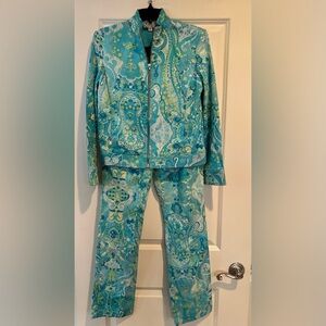 St. John Sport Paisley Jacket & Pants Set Petite P / Size 2